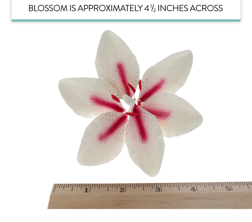 Stargazer Lily Cake Topper, Sugar Flower Lilies by Global Sugar Art, Pink and White, Extra Large, 3 Count