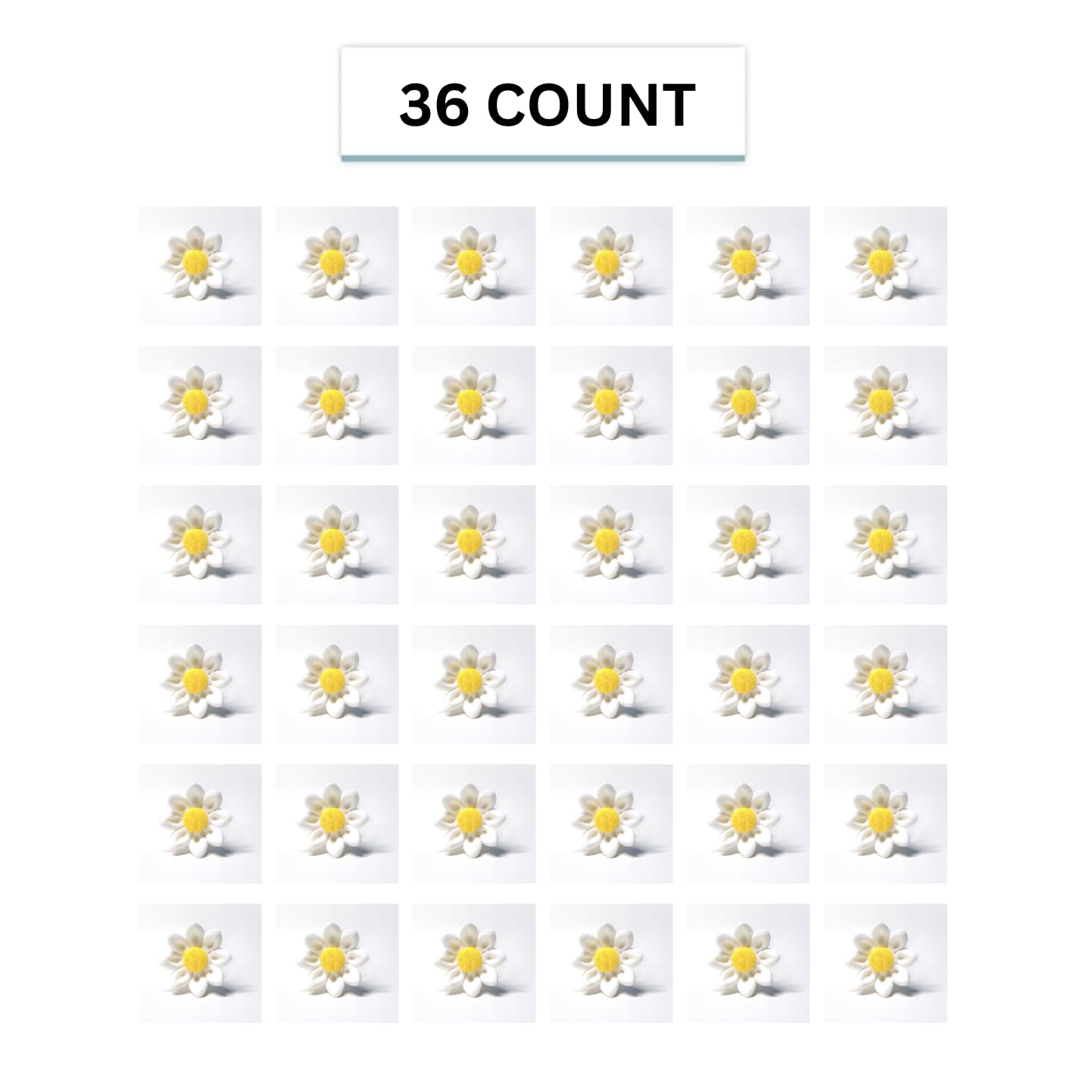 Edible Daisy Cake Decorations, White and Yellow Sugar Flowers, Unwired 3/4 Inch, Daisy Cupcake Toppers, Edible Flowers Cake Decorations by Chef Alan Tetreault, Global Sugar Art