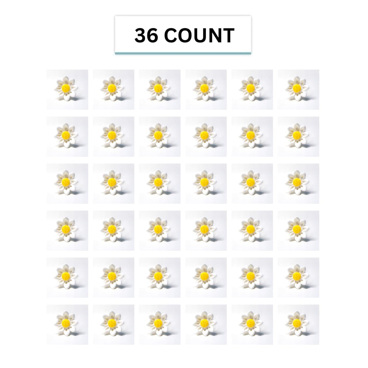 Edible Daisy Cake Decorations, White and Yellow Sugar Flowers, Unwired 3/4 Inch, Daisy Cupcake Toppers, Edible Flowers Cake Decorations by Chef Alan Tetreault, Global Sugar Art