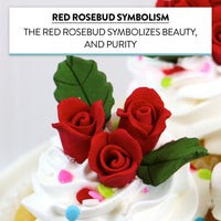 Tiny Rose Sugar Flowers, Edible Cupcake Toppers, Extra Small, by Global Sugar Art, Red