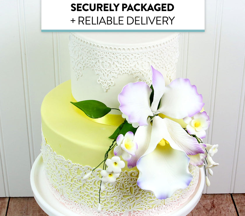 Orchid Sugar Cake Flower Sprays, Violet Cattleya Orchid Spray, by Global Sugar Art