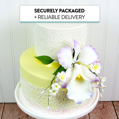 Purple and White Arched Cattleya Orchid Spray
