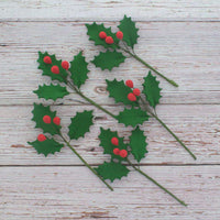 Christmas Holly Leaf Sprays for Cakes and Decorating, by Global Sugar Art