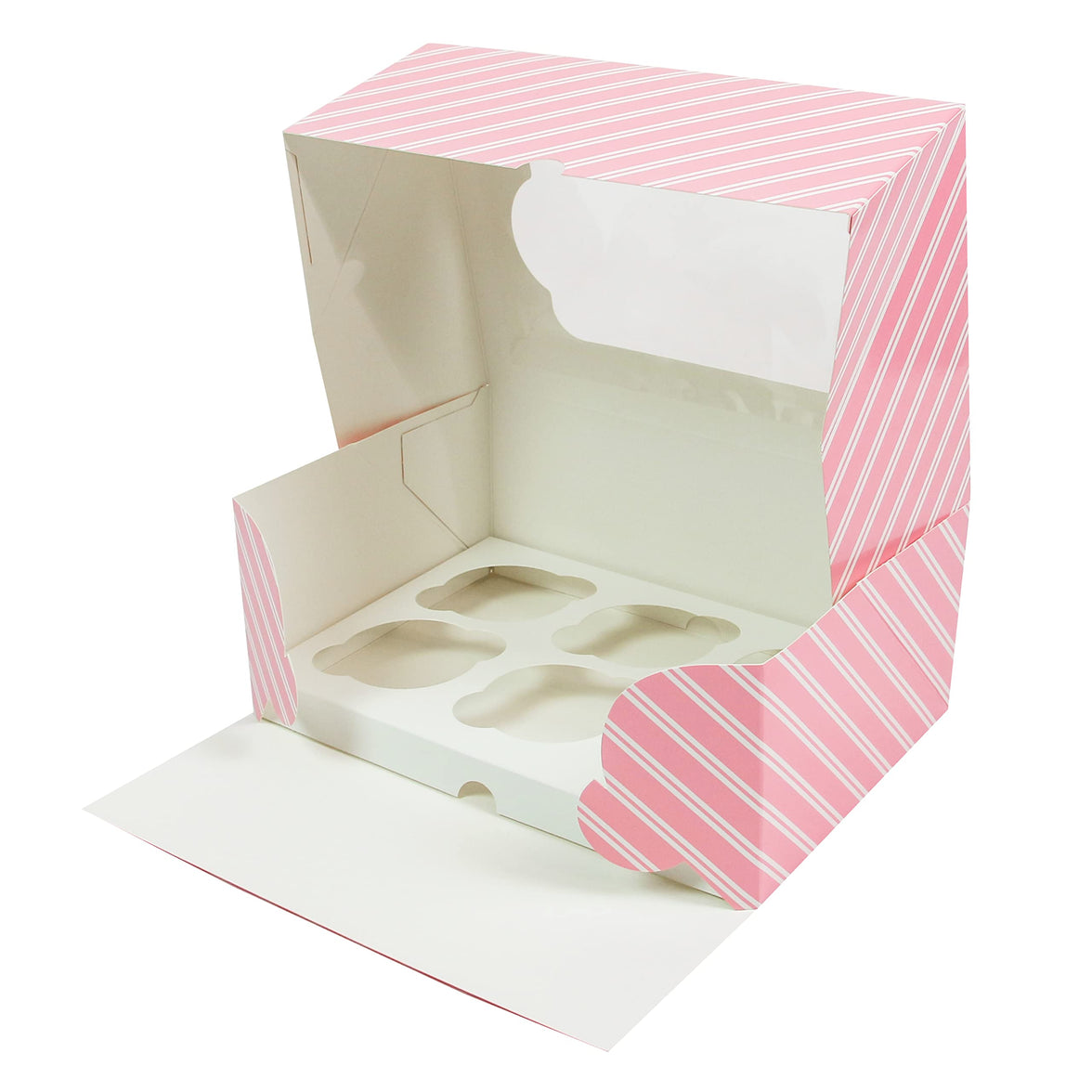 Global Sugar Art Auto-Popup Cupcake Box Muffin Box with Insert and Window, 10 x 7 x 4 Inches