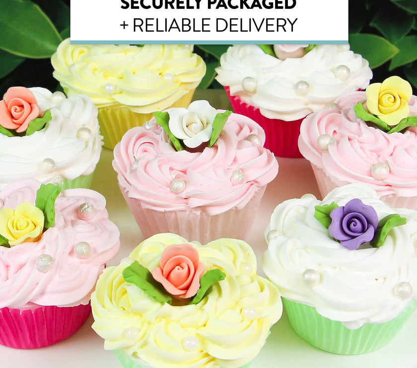 Roses & Leaves Gum Paste Cake Flowers 30 Count Sugar Flowers by Global Sugar Art