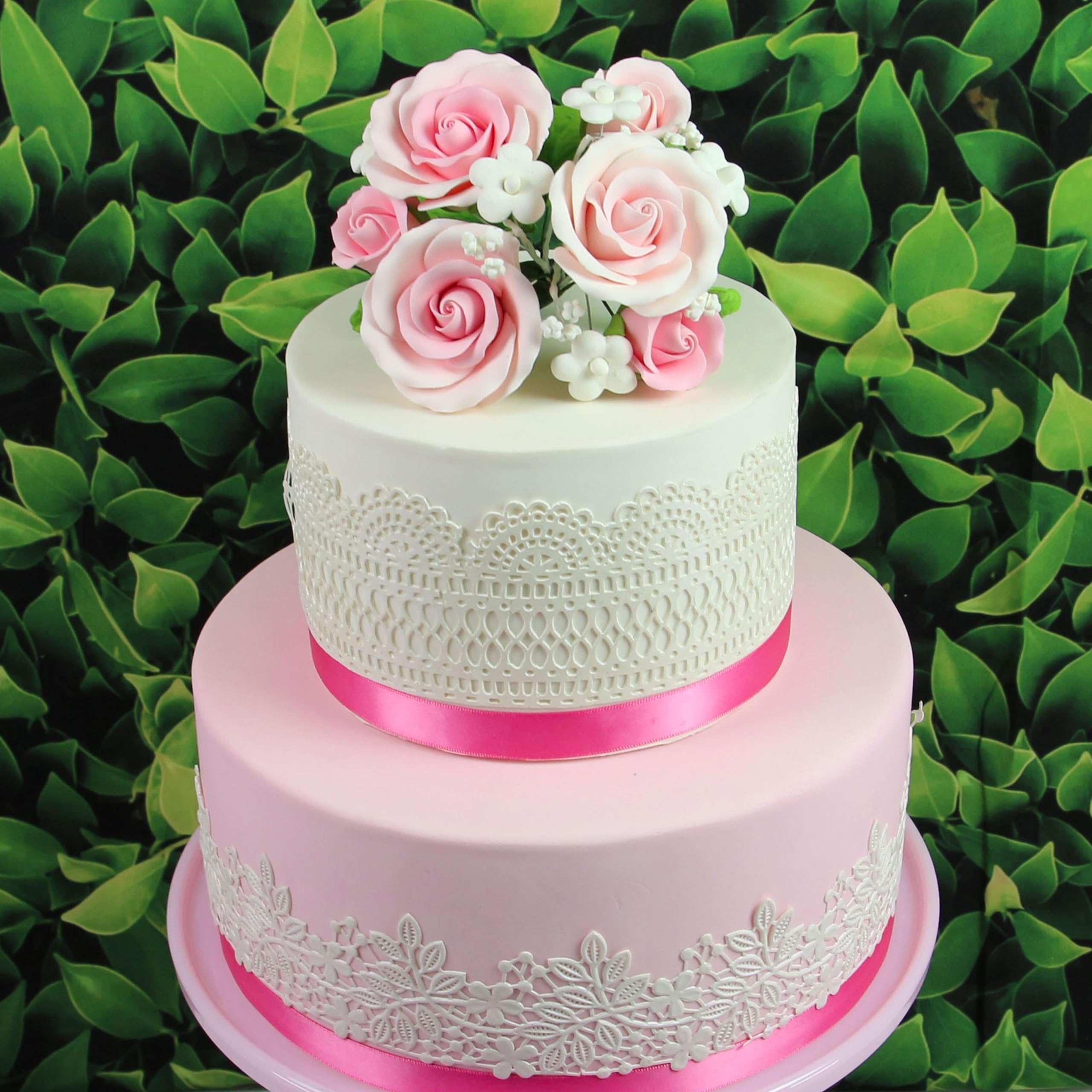 Rose Bouquet Cake Decoration, Elegant Garden Rose Cake Topper, by Global Sugar Art, Pink