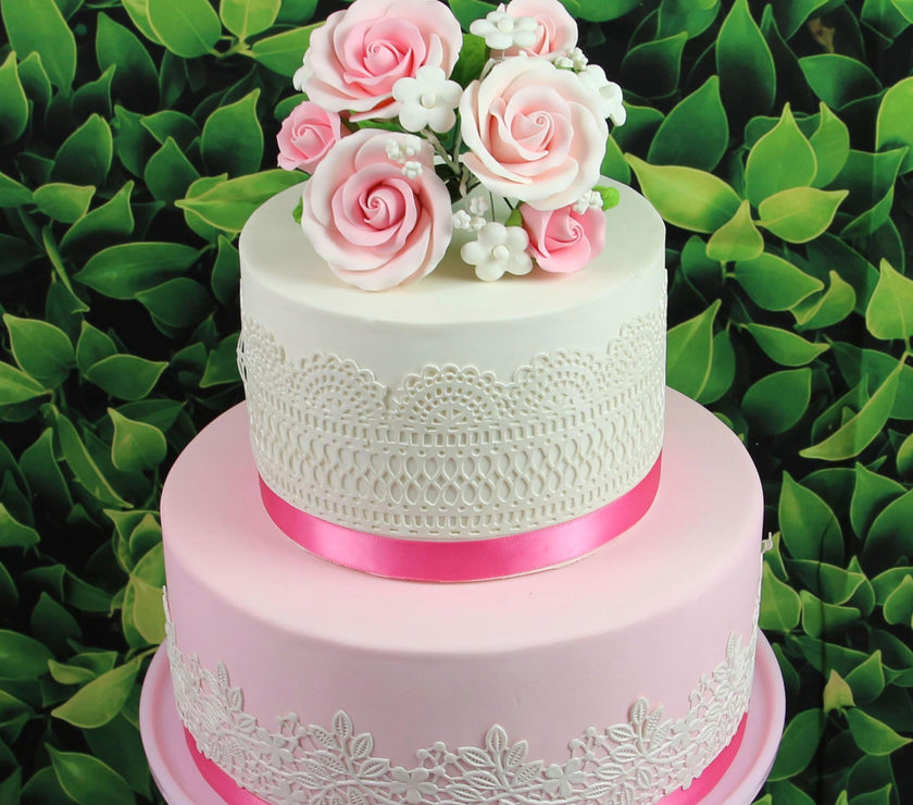Rose Bouquet Cake Decoration, Elegant Garden Rose Cake Topper, by Global Sugar Art, Pink