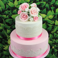 Rose Bouquet Cake Decoration, Elegant Garden Rose Cake Topper, by Global Sugar Art, Pink