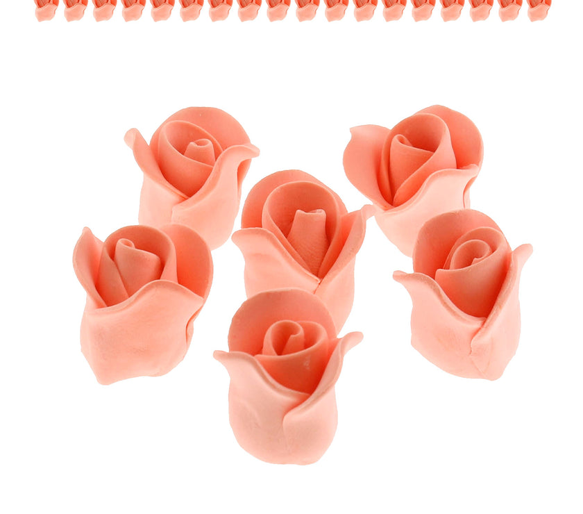 Tiny Rose Sugar Flowers, Edible Cupcake Toppers, Extra Small, by Global Sugar Art, Peach
