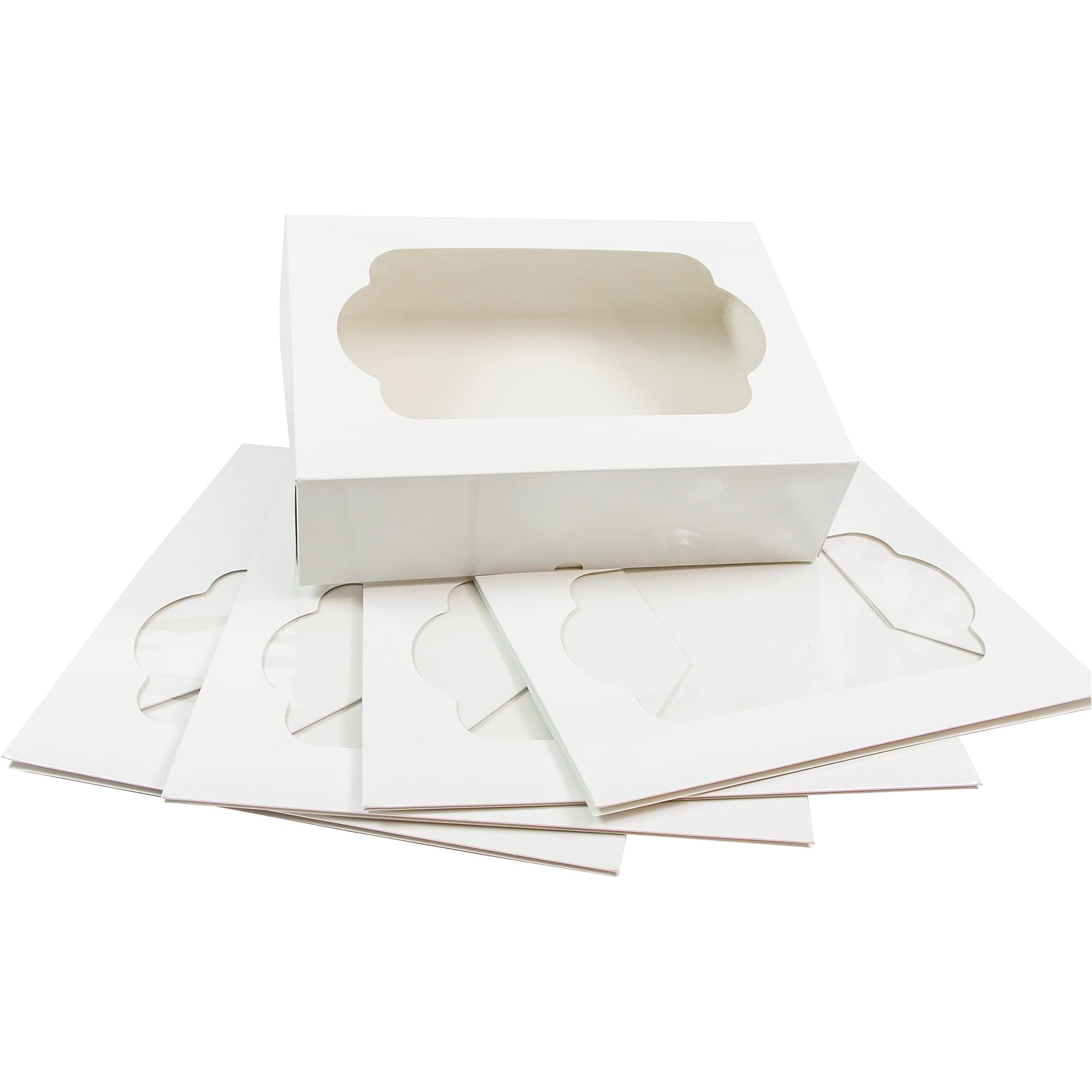 Global Sugar Art Auto-Popup Cupcake Box Muffin Box with Insert and Window, 10 x 7 x 4 Inches