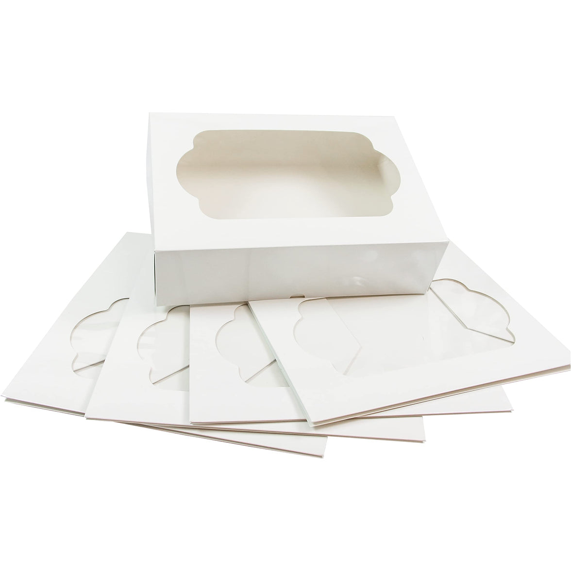 Global Sugar Art Auto-Popup Cupcake Box Muffin Box with Insert and Window, 10 x 7 x 4 Inches