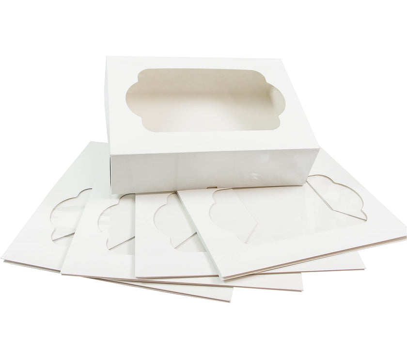 Global Sugar Art Auto-Popup Cupcake Box Muffin Box with Insert and Window, 10 x 7 x 4 Inches