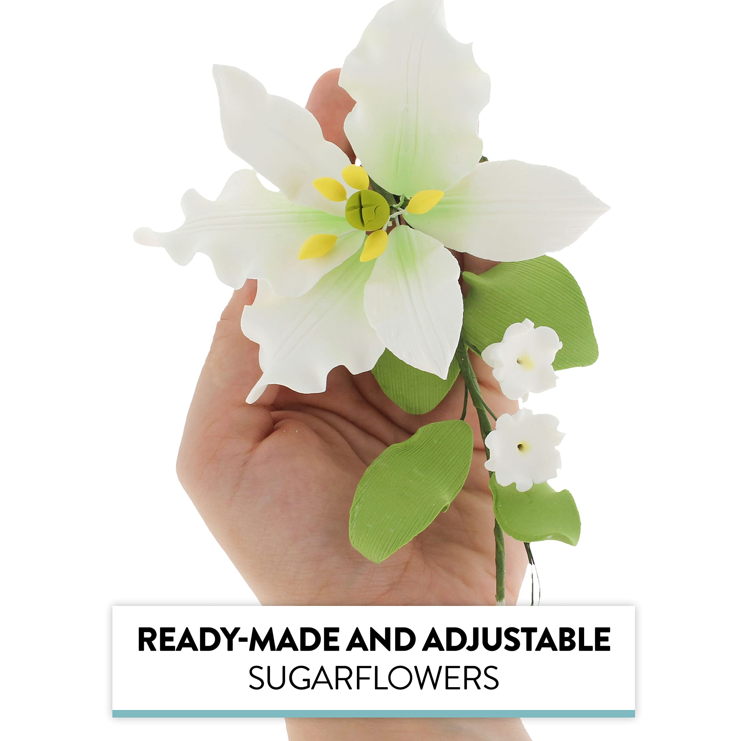Sugar Lilies, Lily Flower Sprays, Cake Toppers by Global Sugar Art, White Casablanca Easter Lily Spray