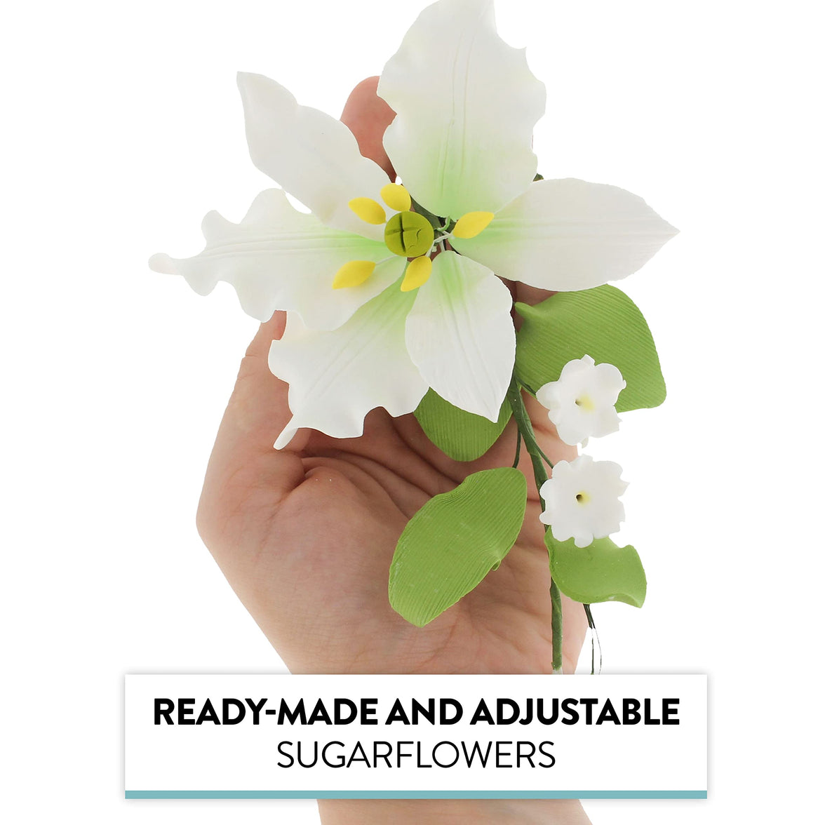 Sugar Lilies, Lily Flower Sprays, Cake Toppers by Global Sugar Art, White Casablanca Easter Lily Spray