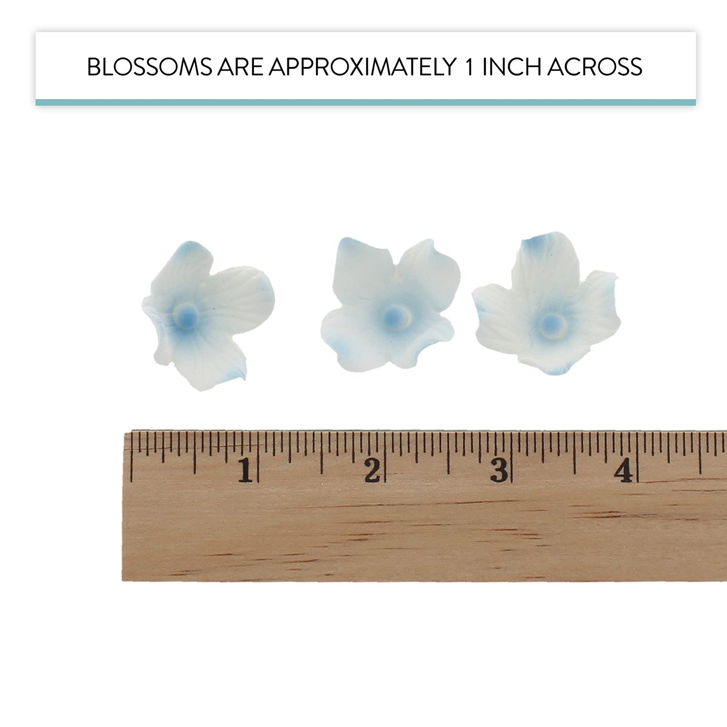 Blue Hydrangea Flowers, Unwired, 1-inch, 36 Count