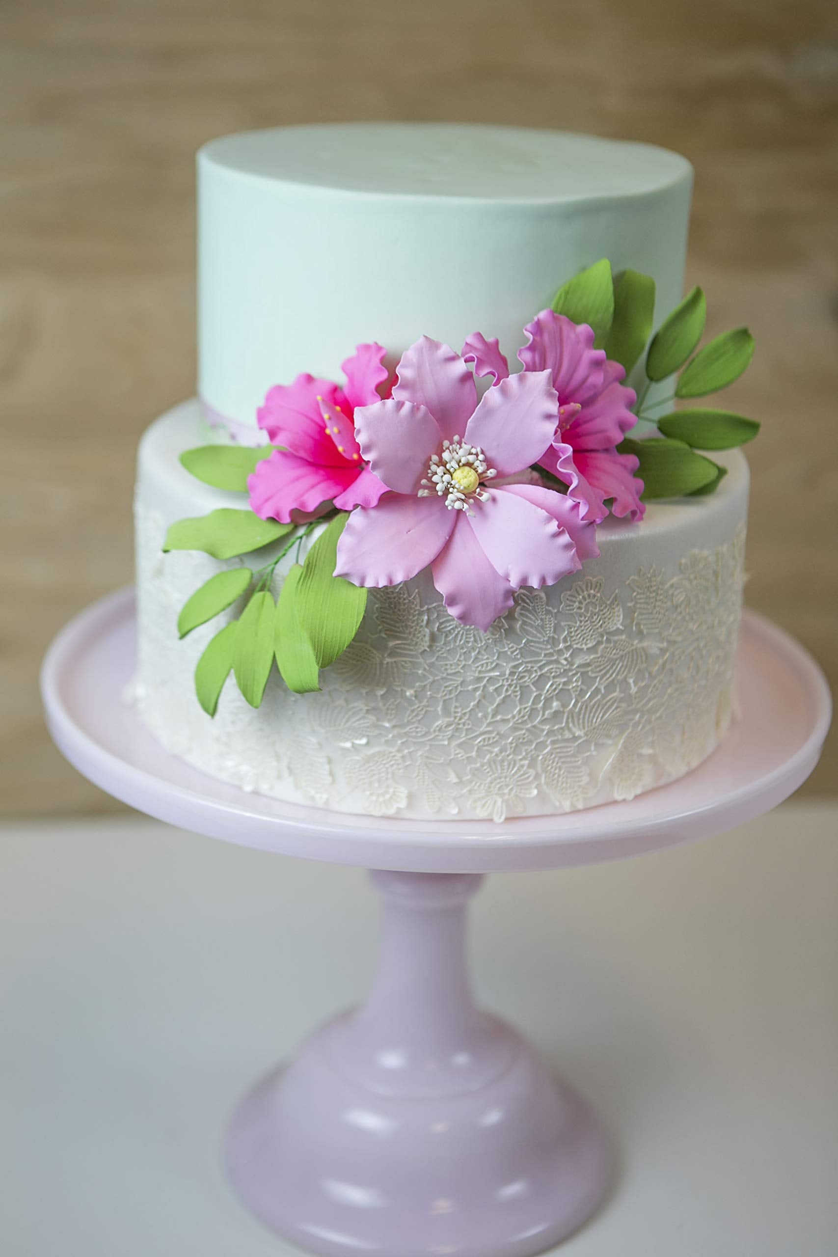 Clematis Gum Paste Sugar Cake Flowers by Global Sugar Art, Pink, 3 Count