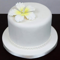 Hibiscus Sugar Cake Flowers, White and Yellow Tropical Sugar Flowers, by Global Sugar Art