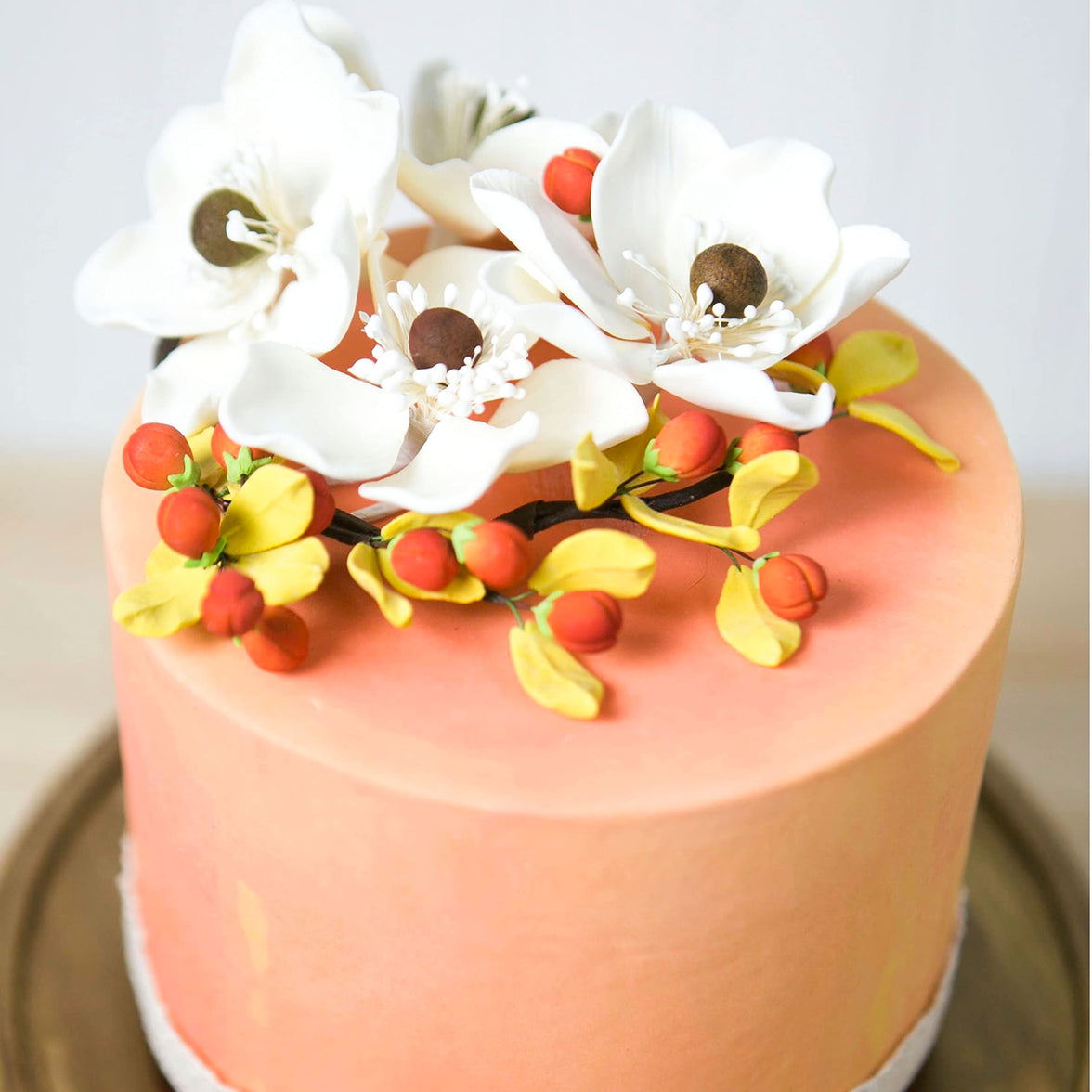 Global Sugar Art Sugar White and Brown Anemone by Chef Alan Tetreault, 4 Count