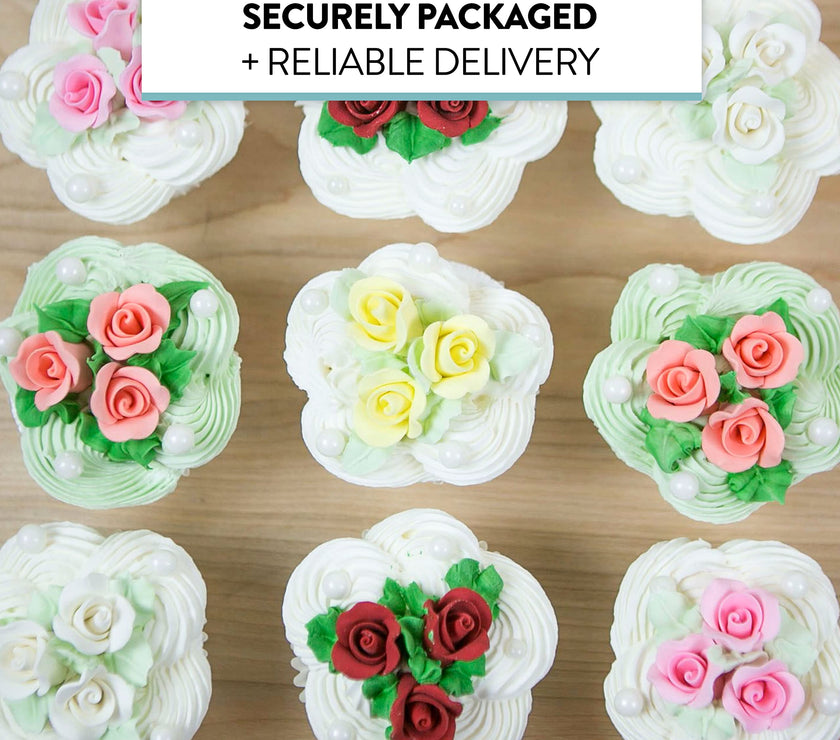 Tiny Rose Sugar Flowers, Edible Cupcake Toppers, Extra Small, by Global Sugar Art, Yellow