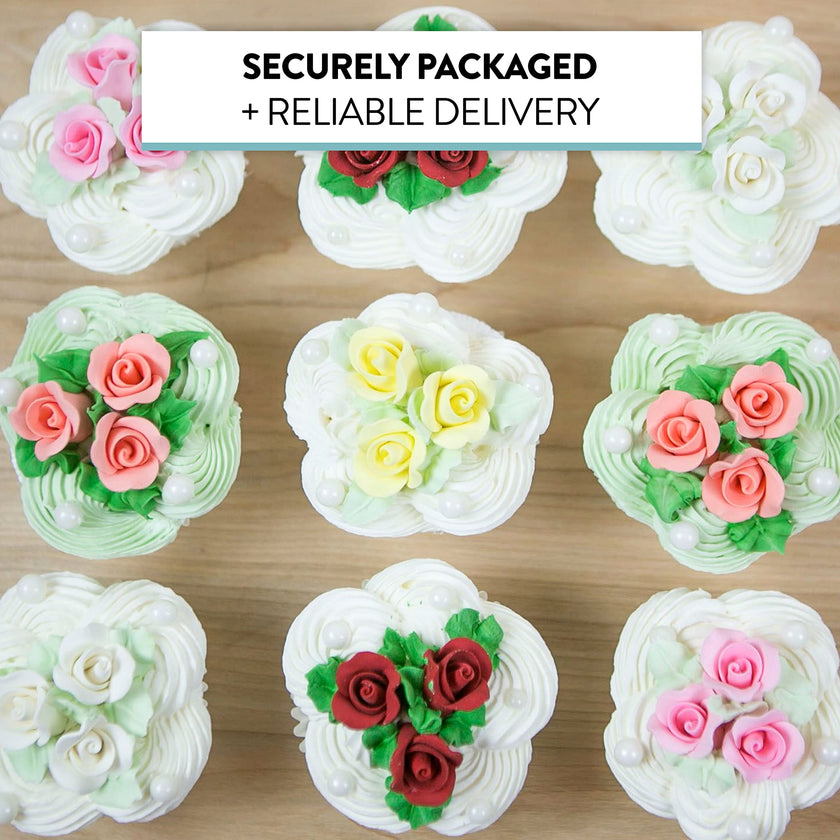 Tiny Rose Sugar Flowers, Edible Cupcake Toppers, Extra Small, by Global Sugar Art, Yellow