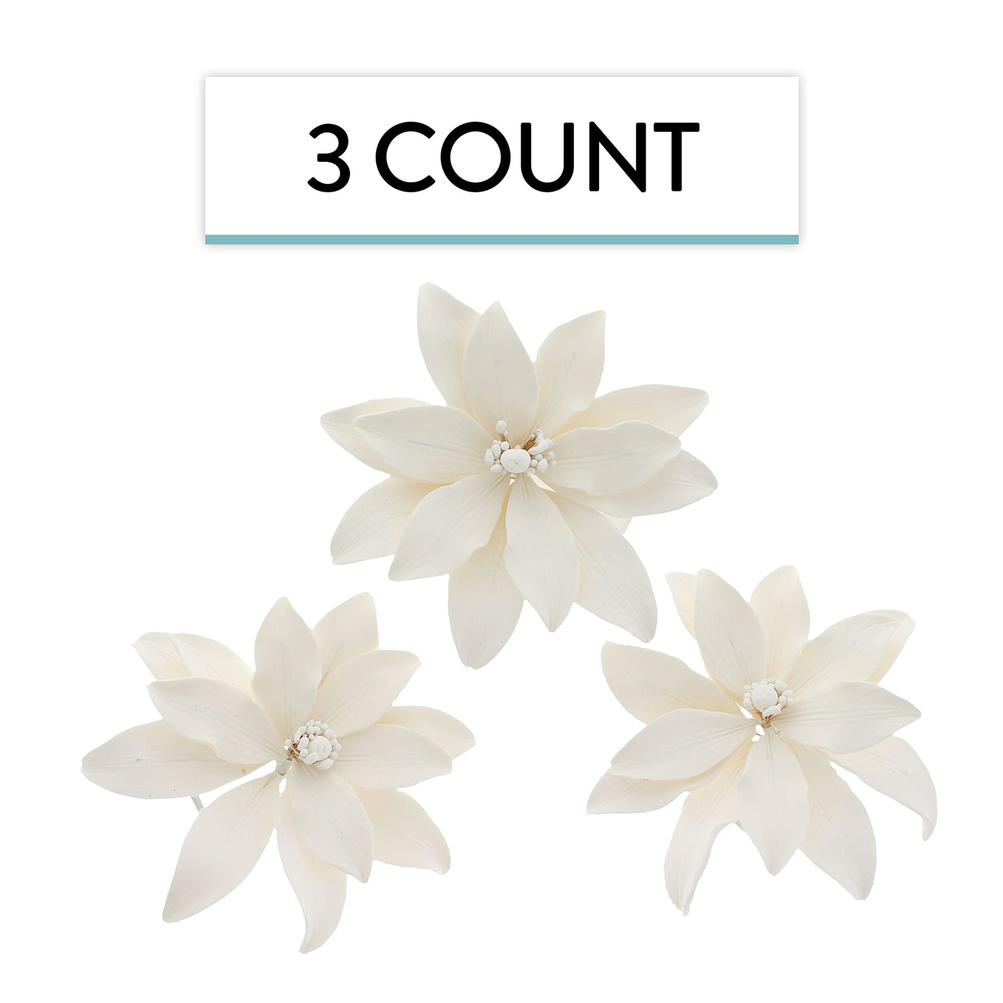 White Tranquil Water Flowers, 3 Count