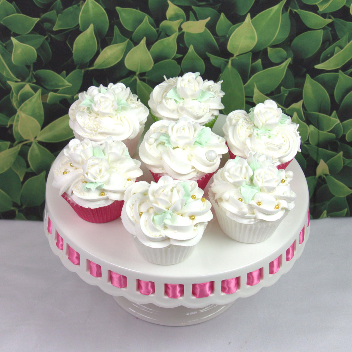 Edible Royal Icing Roses, Two Dozen Roses for Cupcake Decorating, by Global Sugar Art, White Rose Set