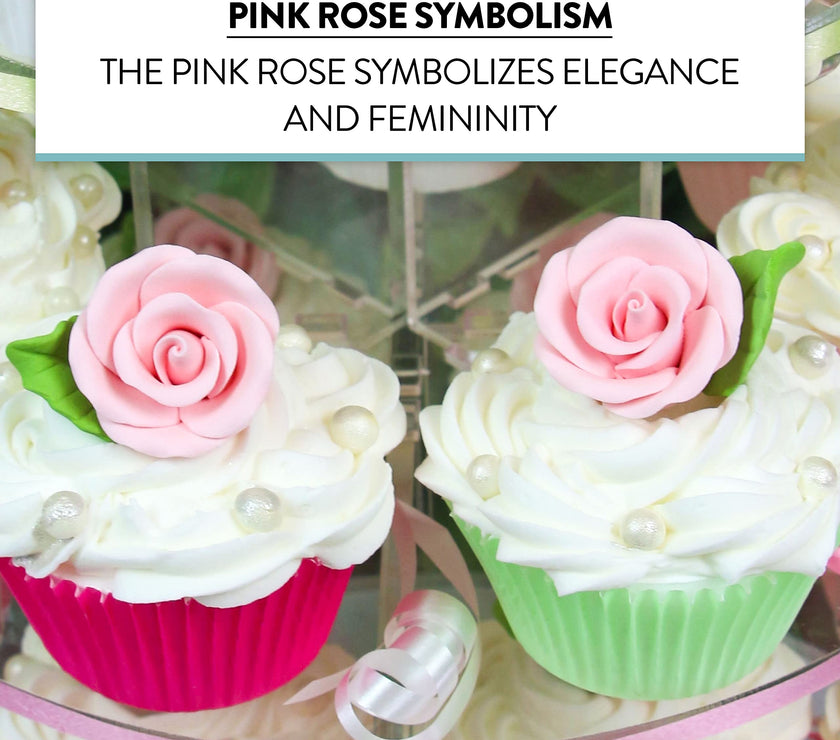 Premium Edible Roses with Leaves, Edible Sugar Cake & Cupcake Flower Kit, by Global Sugar Art, Pink