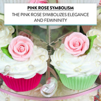 Premium Edible Roses with Leaves, Edible Sugar Cake & Cupcake Flower Kit, by Global Sugar Art, Pink