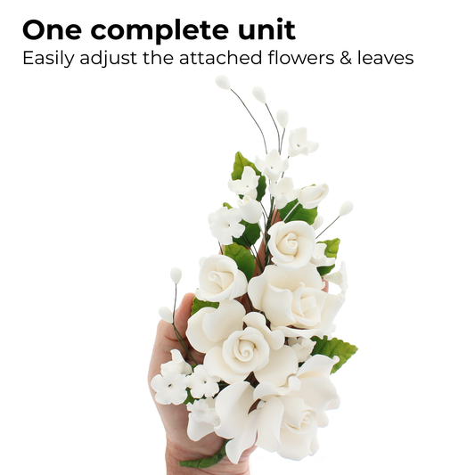 White Rose Spray for Wedding Cakes, 1 Count