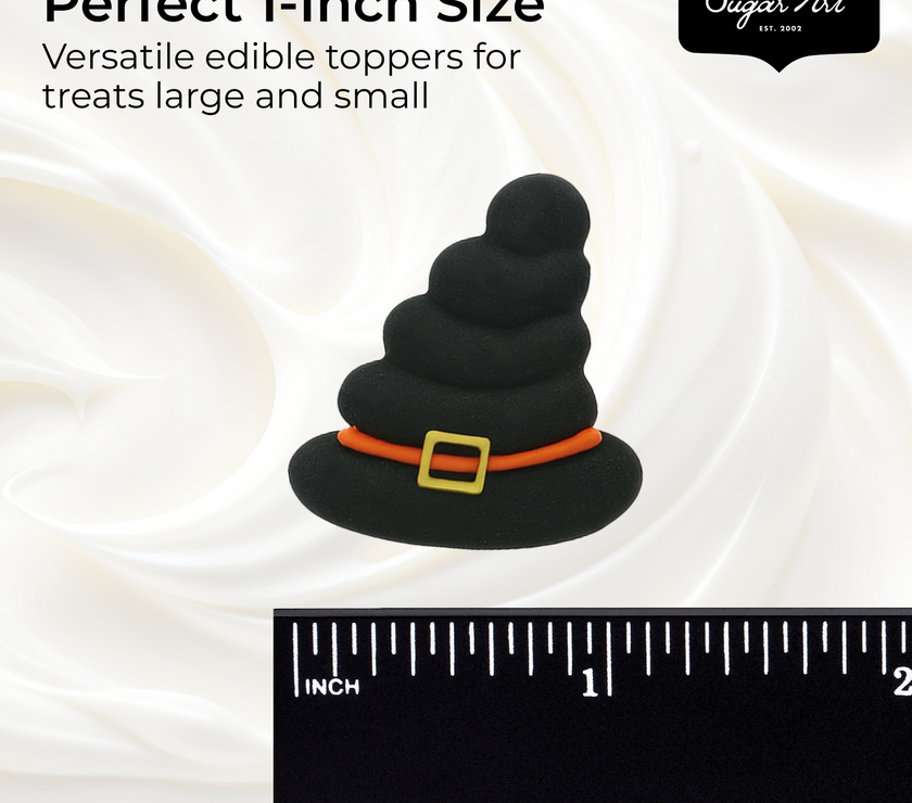 Halloween Cupcake Toppers, Edible Royal Icing Decorations by Global Sugar Art (Witch & Cat)