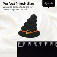 Halloween Cupcake Toppers, Edible Royal Icing Decorations by Global Sugar Art (Witch & Cat)