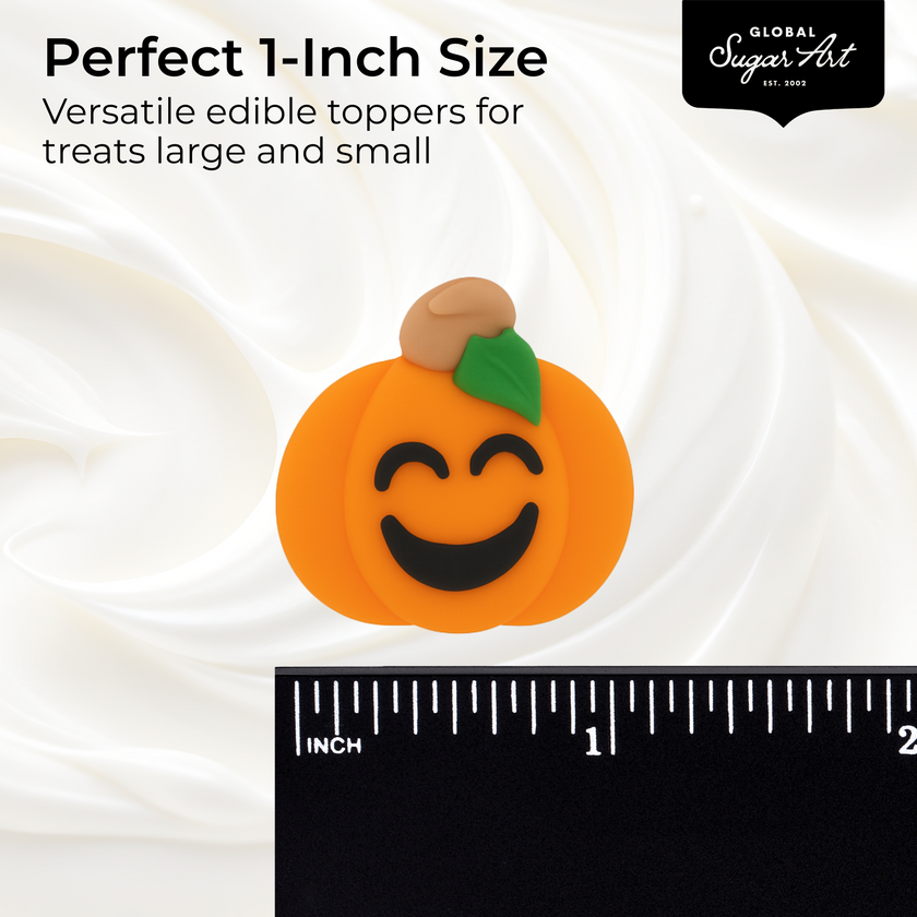 Halloween Cupcake Toppers, Edible Royal Icing Decorations by Global Sugar Art (Spooky Pumpkins)