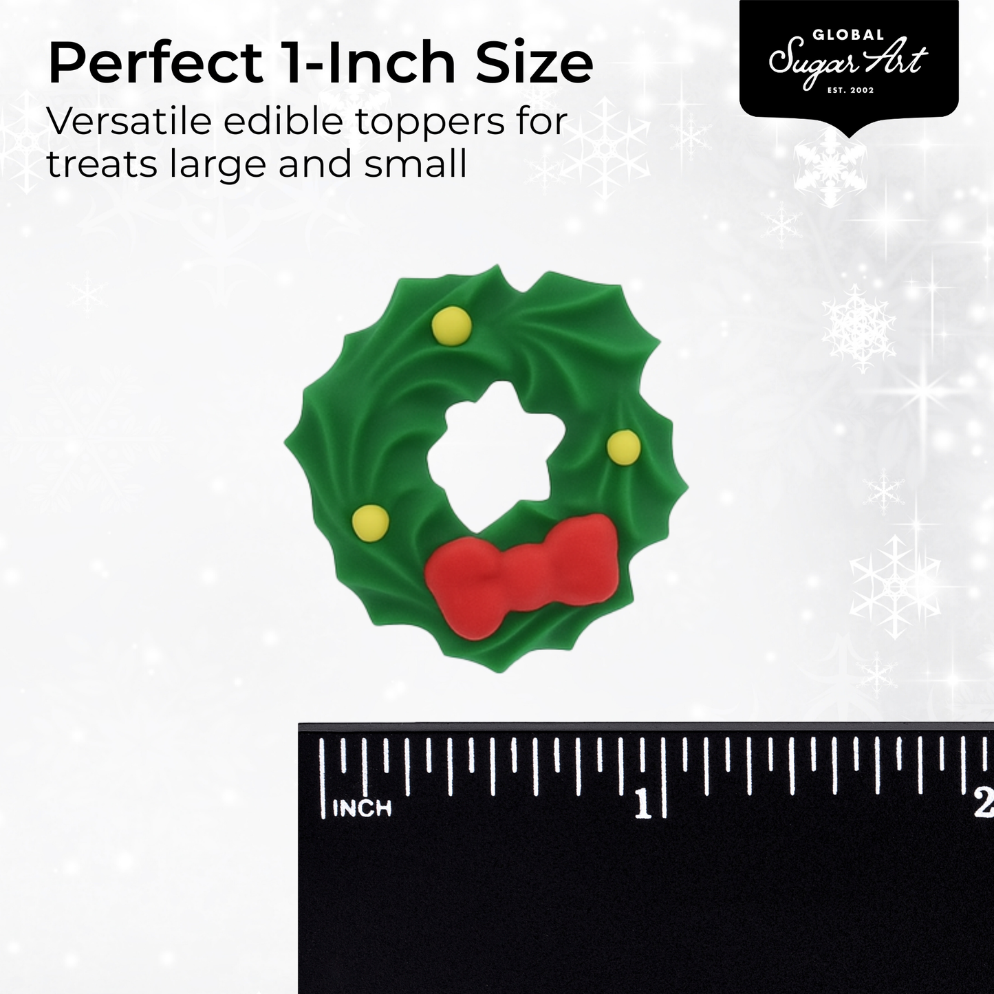 Christmas Cupcake Toppers, Wreath/Poinsettia Pack