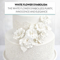 Flower Blossom Spray, Gum Paste Sugar Flowers for Cake Decorating, White Cherry Blossoms with Leaves