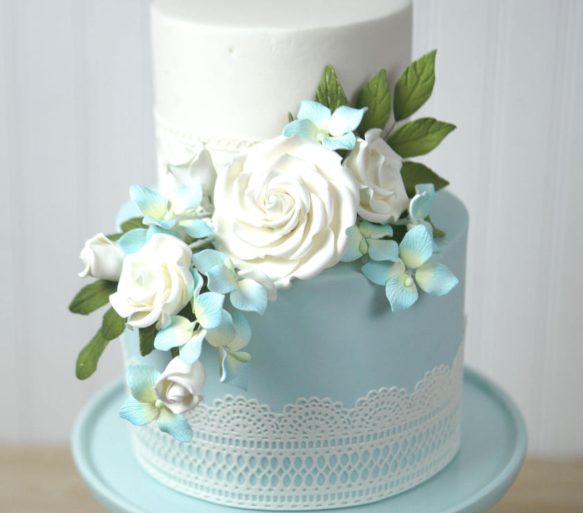 Rebecca Roses, Gum Paste Flowers for Cakes, by Global Sugar Art, White, Small