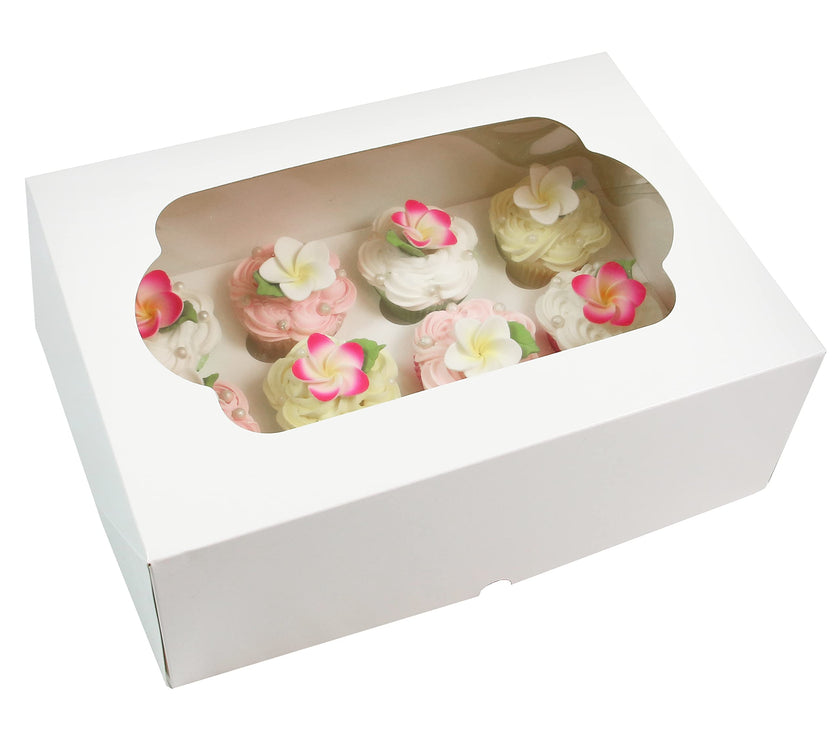 Global Sugar Art Quarter Sheet Cake & Cupcake Box with Window and Cupcake Insert, Auto-Popup, 14 x 10 x 4 Inches, 5 Count