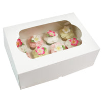 Global Sugar Art Quarter Sheet Cake & Cupcake Box with Window and Cupcake Insert, Auto-Popup, 14 x 10 x 4 Inches, 5 Count