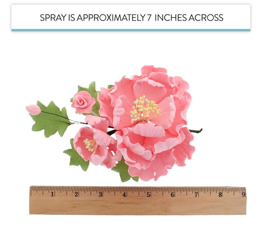 Premium Peony Sprays for Cake Decorating by Global Sugar Art, Pink Open