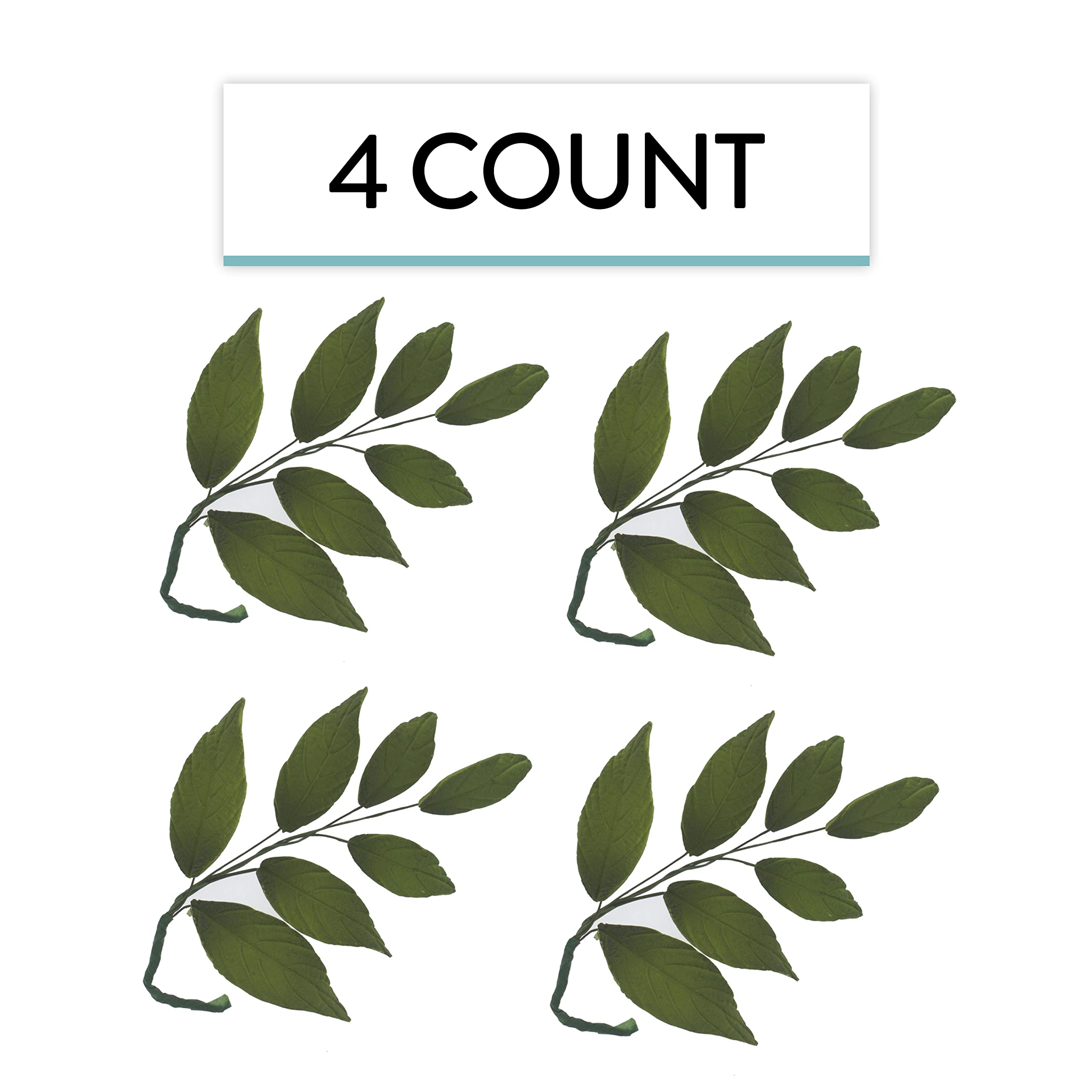 Dark Green Leaf  Spray  Cake Decoration by Chef Alan Tetreault, Global Sugar Art, 4 Count