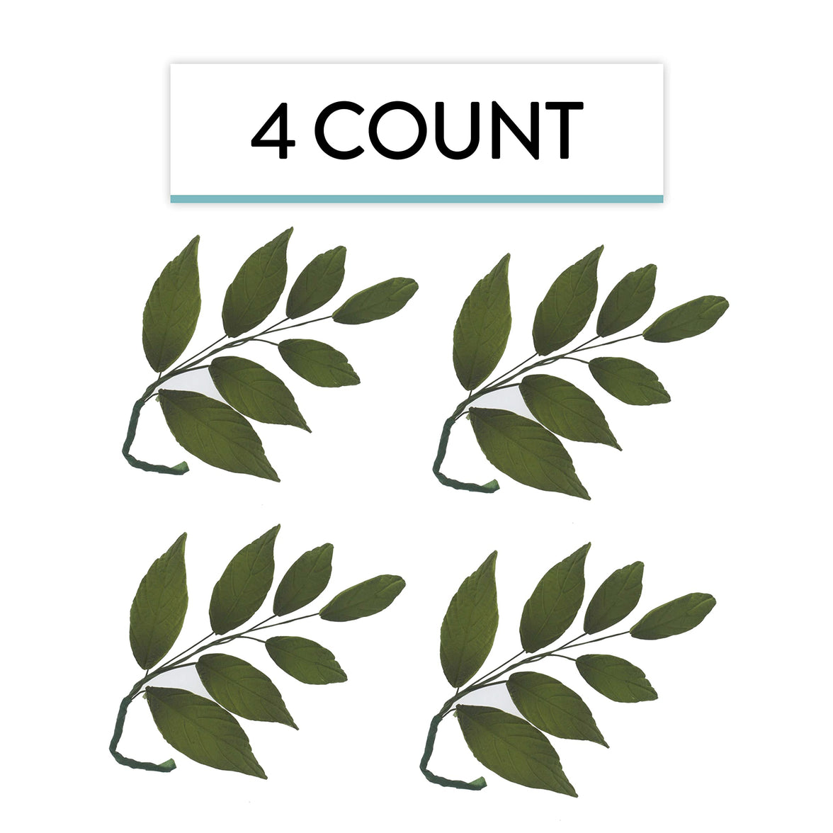 Dark Green Leaf  Spray  Cake Decoration by Chef Alan Tetreault, Global Sugar Art, 4 Count