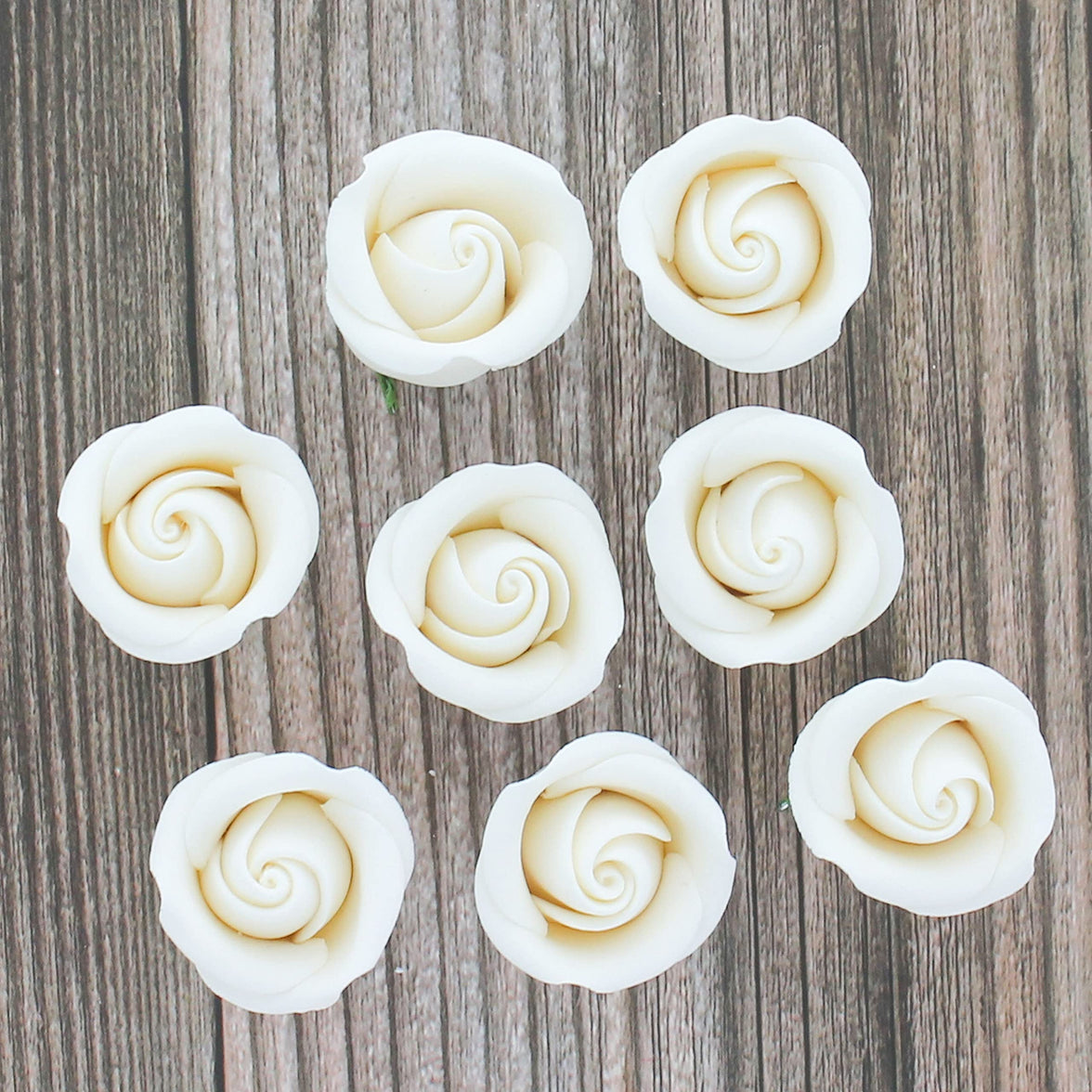Rebecca Roses, Gum Paste Flowers for Cakes, by Global Sugar Art, White, Small
