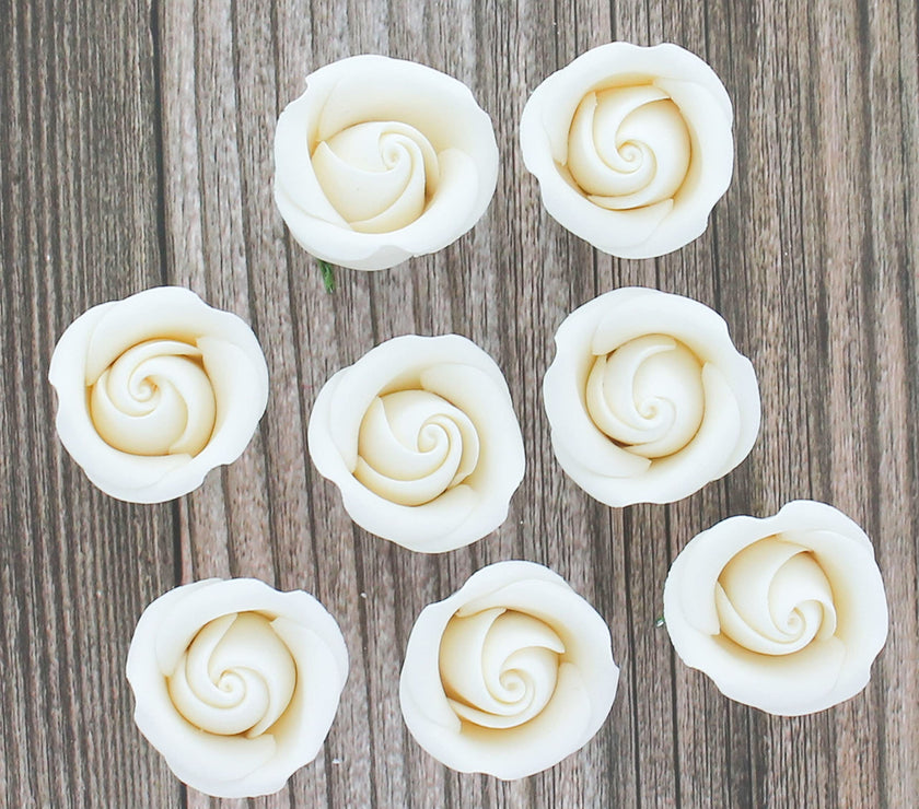 Rebecca Roses, Gum Paste Flowers for Cakes, by Global Sugar Art, White, Small