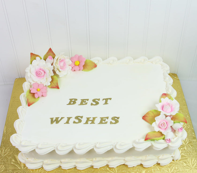 Ruffled Rose and Blossom Set, Sugar Flowers for Cakes, by Global Sugar Art, White and Pink
