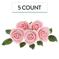 Peace Rose Sugar Flowers with Leaves, Cake Decorating Kit, by Global Sugar Art, Medium, Pink