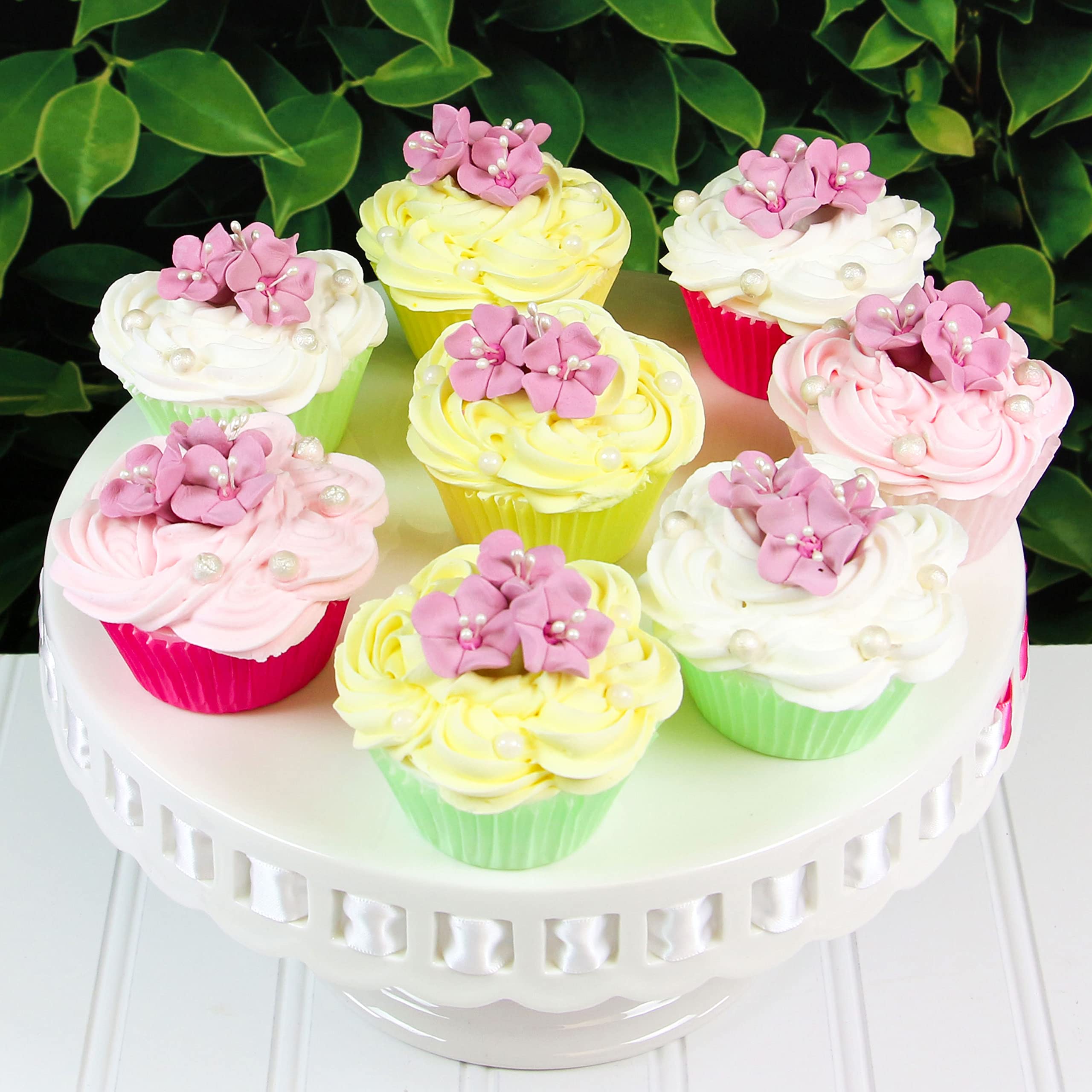 Global Sugar Art Blossom Sugar Cake Flowers with Pearl Stamens, Dusty Rose, by Chef Alan Tetreault