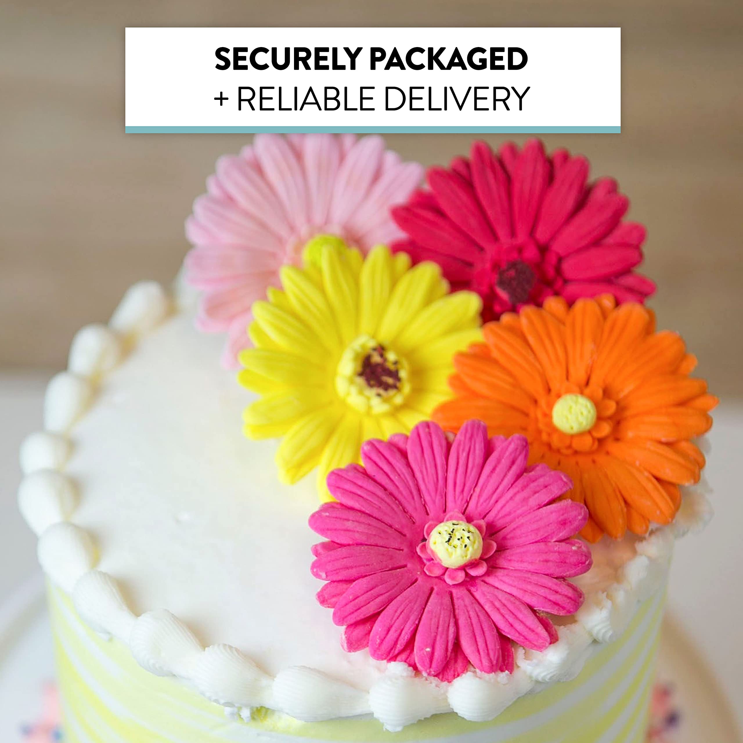 Global Sugar Art Gerbera Daisy Sugar Cake Flowers, Mixed Colors, 8 Count by Chef Alan Tetreault