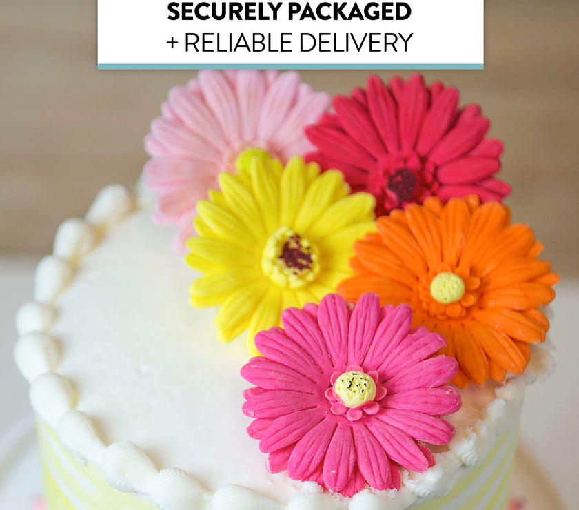 Global Sugar Art Gerbera Daisy Sugar Cake Flowers, Mixed Colors, 8 Count by Chef Alan Tetreault