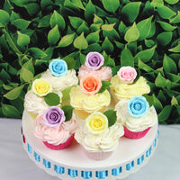 Premium Roses for Decorating Cakes and Cupcakes, by Global Sugar Art, Medium, Lavender Pink Yellow Peach