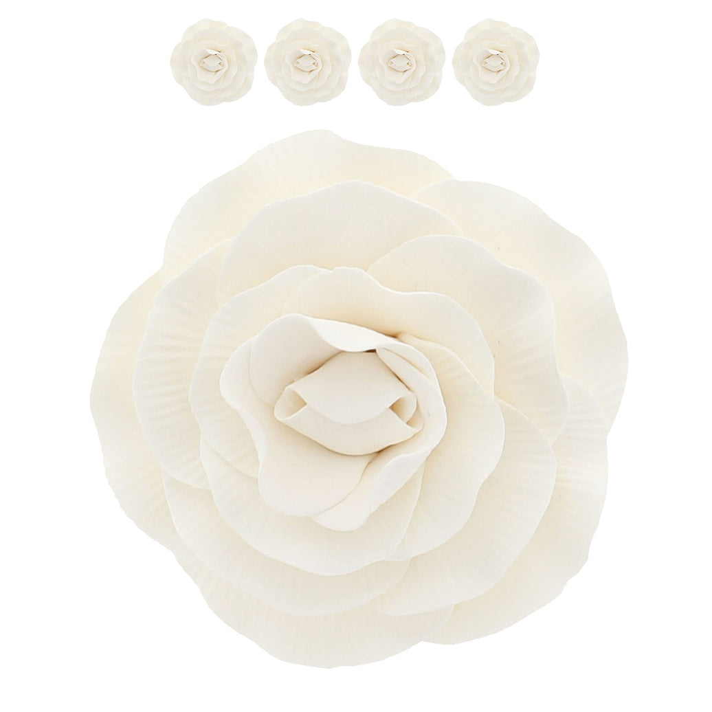 Peony Rose Sugar Cake Flowers, by Global Sugar Art, White, 4 Count