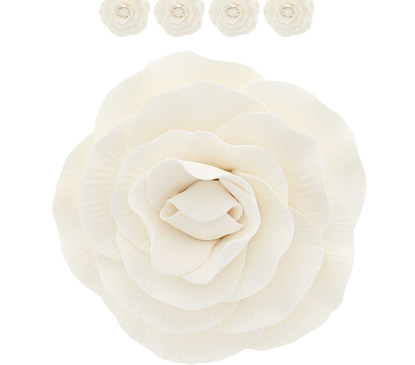 Peony Rose Sugar Cake Flowers, by Global Sugar Art, White, 4 Count
